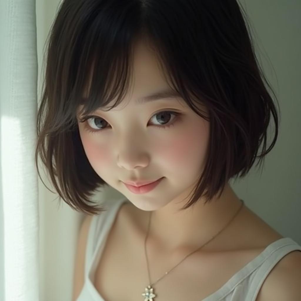 Anh hot girl dang yeu nhe nhang toc ngan voi anh mat mo mang thuan khiet